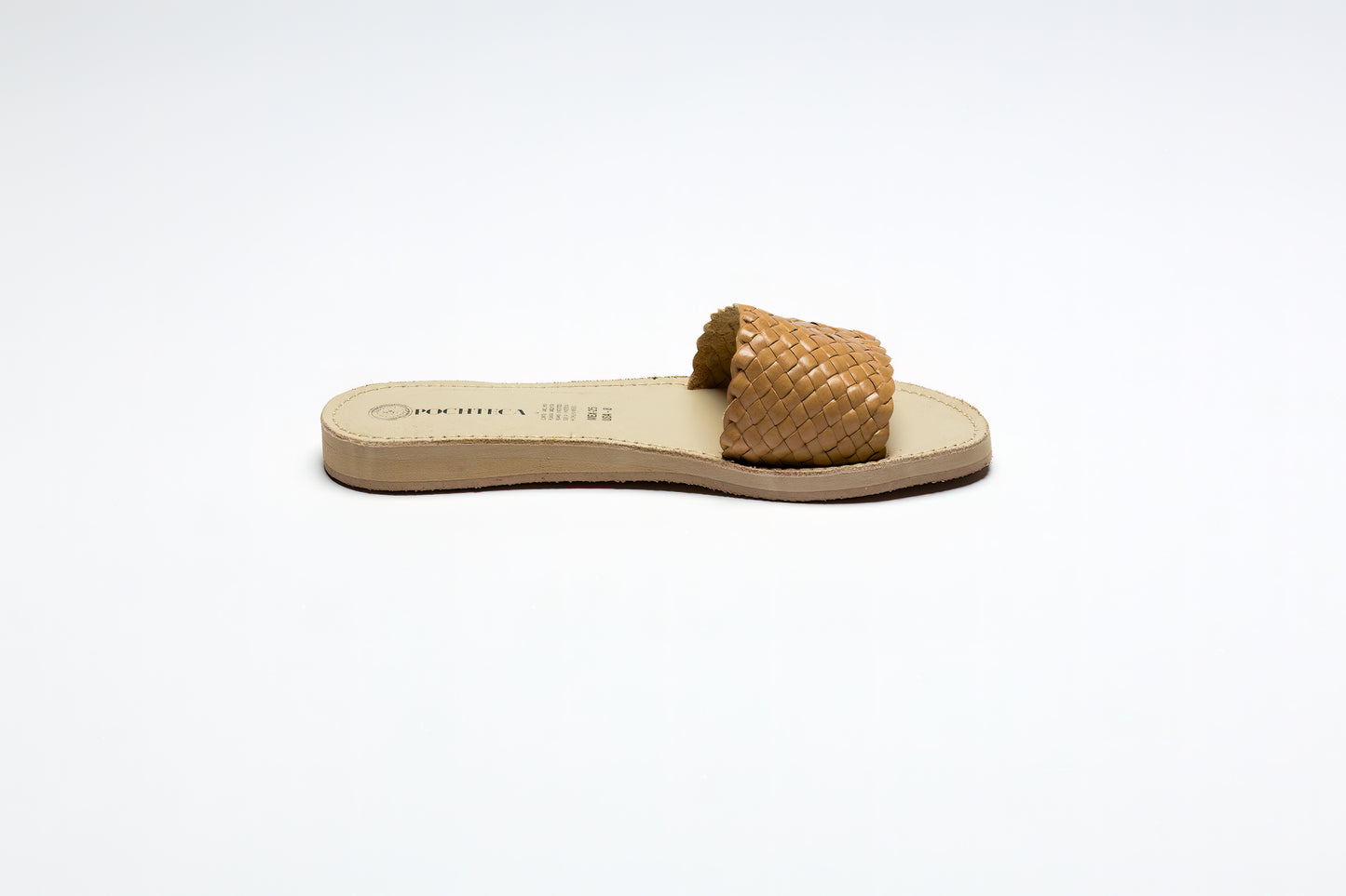 Tan Woven Leather Slides