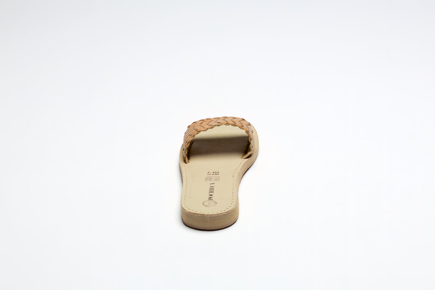 Tan Woven Leather Slides